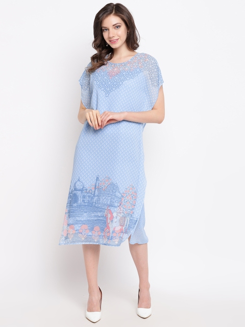 

Rangriti Women Blue & White Printed Kaftan Dress