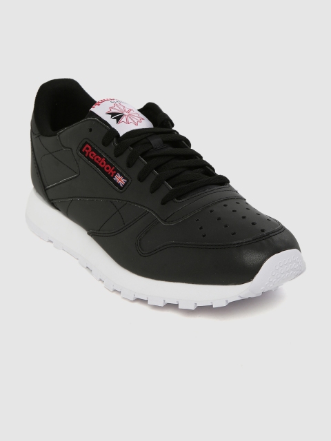

Reebok Classic Men Black Solid Leather MU Sneakers
