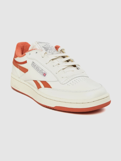 

Reebok Classic Men White Solid Club C Revenge MU Leather Sneakers