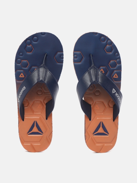 

Reebok Men Navy Blue & Orange Printed Thong Flip-Flops