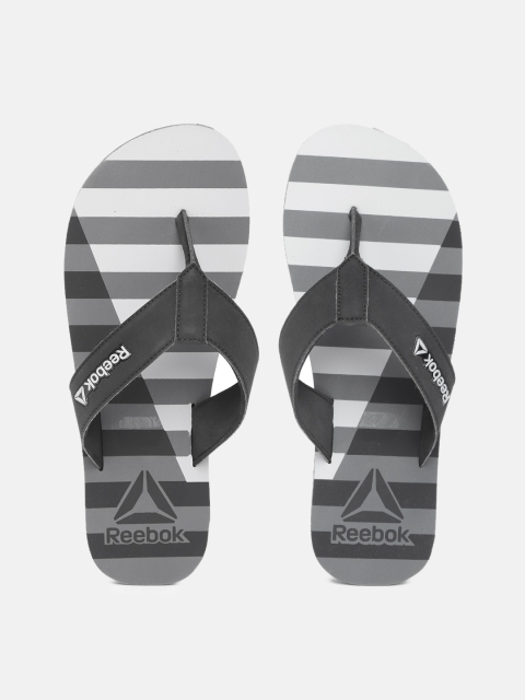 

Reebok Men Black & Grey Striped Thong Flip-Flops