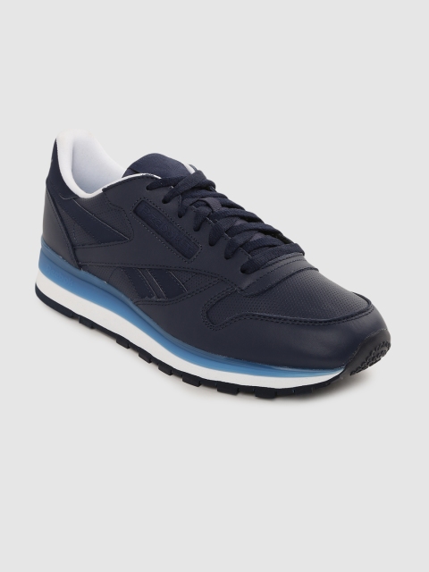 

Reebok Classic Men Navy Blue Perforated Classic Leather MU Sneakers