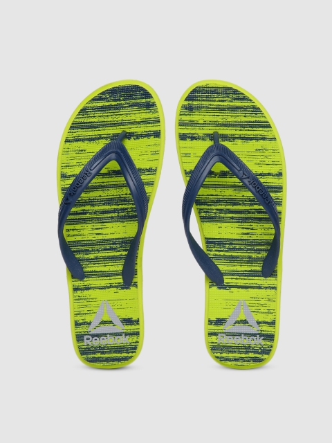 

Reebok Men Blue & Fluorescent Green Printed Thong Flip-Flops