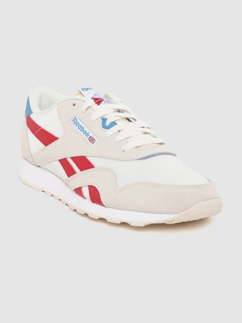 

Reebok Classic Men Off-White & Beige Nylon Colourblocked Sneakers
