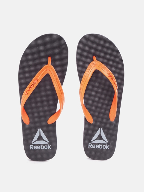 

Reebok Men Orange & Charcoal Grey Self-Striped Thong Flip-Flops