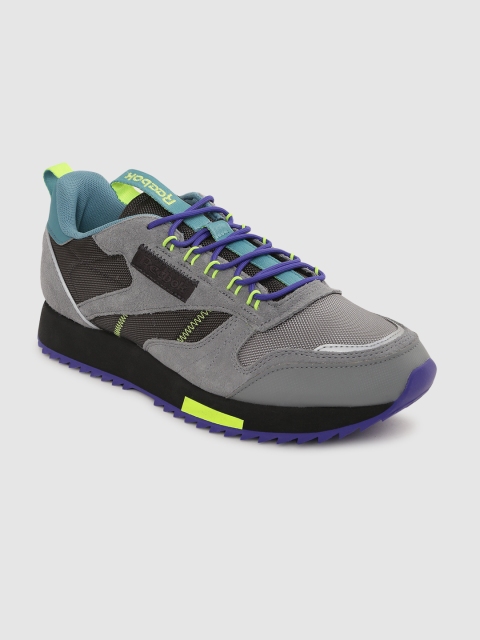 

Reebok Classic Men Grey & Black Colourblocked Leather Ripple Trail Sneakers
