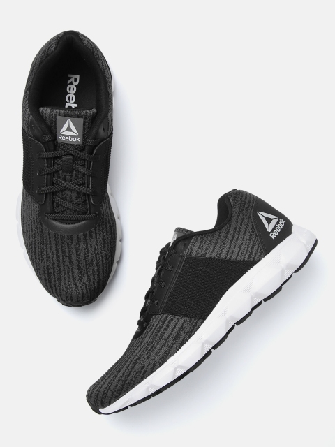 

Reebok Men Black & Charcoal Grey Woven Design City Space LP Running Shoes