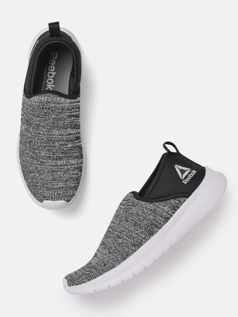 

Reebok Men Charcoal Grey Melange Effect Harmony Slip On Lp Walking Shoes, Black