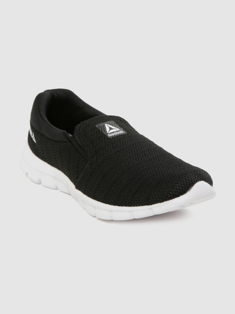 

Reebok Men Black Self Striped Leap Slip On Tread Walking Shoes