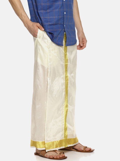 

Sethukrishna Men Cream-Coloured Solid Readymade Dhoti