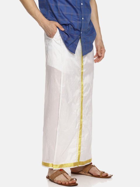 

Sethukrishna Men White Solid Readymade Dhoti