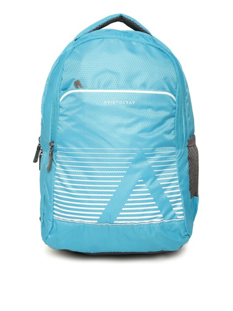 

Aristocrat Unisex Blue & White Geometric Print Laptop Backpack