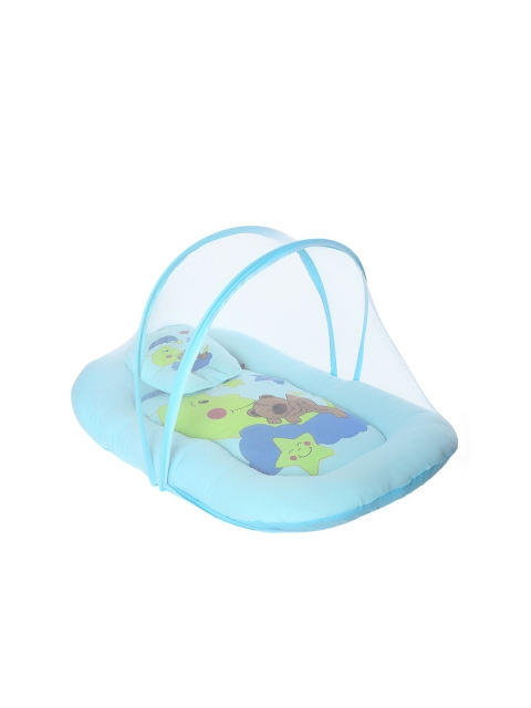 

Superminis Kids Blue Printed Cotton Bedding With Mosquito Net