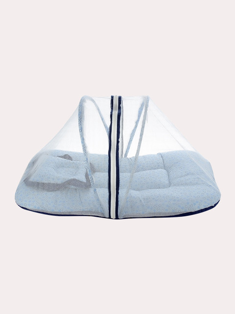 

Superminis Kids Blue Printed Cotton Bedding With Mosquito Net