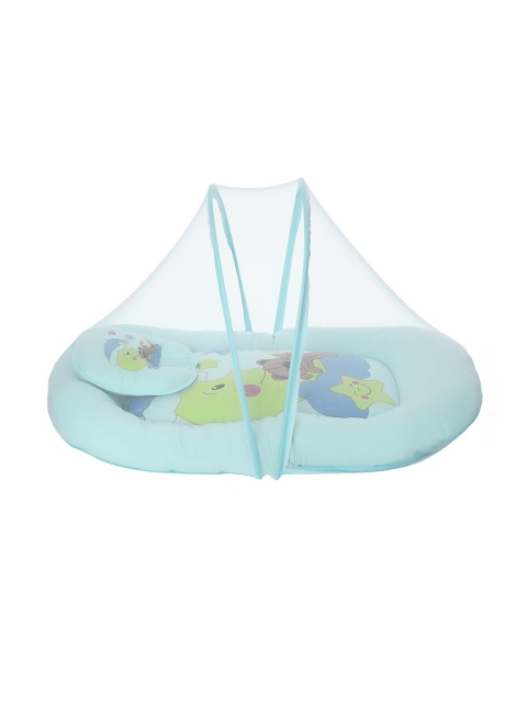 

Superminis Kids Blue Printed Cotton Bedding With Mosquito Net