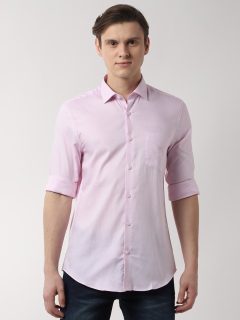 

Peter England Men Pink Slim Fit Self Design Casual Shirt
