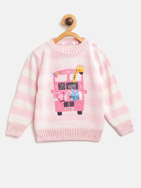

Wingsfield Girls Pink & White Striped Sweater