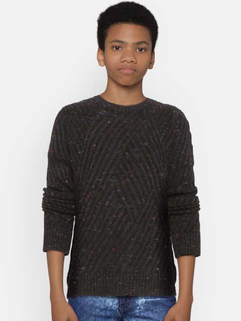 

Wingsfield Boys Black Self-Striped Sweater