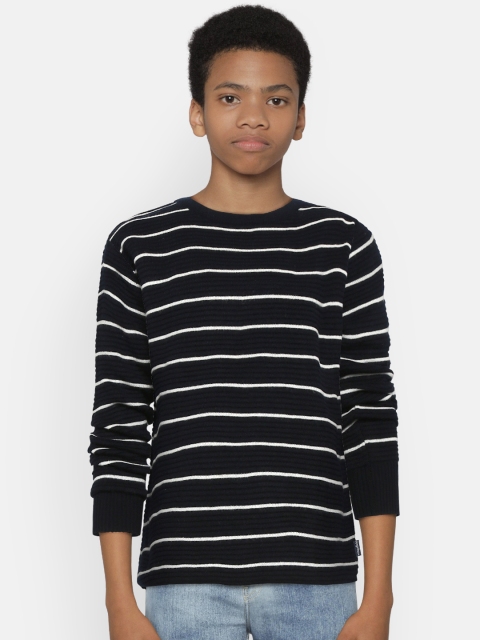 

Wingsfield Boys Navy Blue & White Striped Sweater