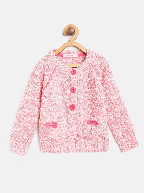 

Wingsfield Girls Pink & White Boucle Cardigan