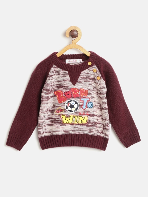 

Wingsfield Boys Burgundy & Beige Self Design Sweater