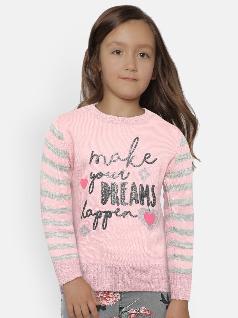 

Wingsfield Girls Pink & Grey Printed Sweater