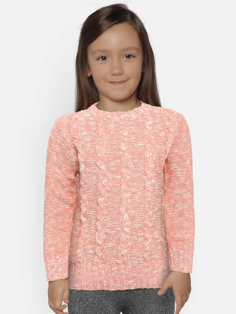 

Wingsfield Girls Pink & White Self Design Sweater