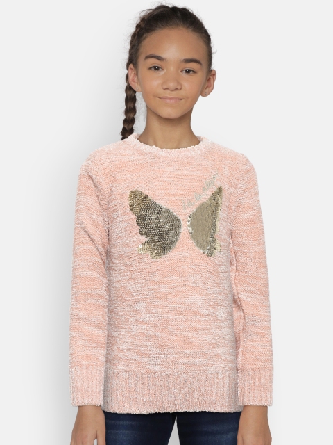 

Wingsfield Girls Pink Self Design Sweater