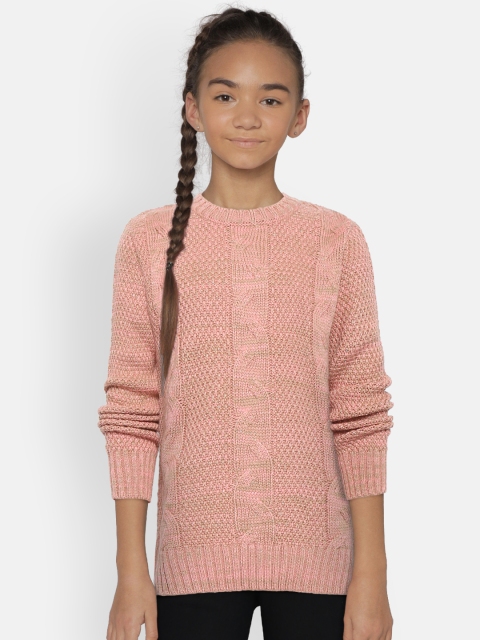 

Wingsfield Girls Dusty Pink & Taupe Cable Knit Pullover