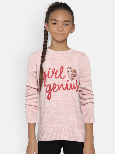 

Wingsfield Girls Pink Printed Sweater