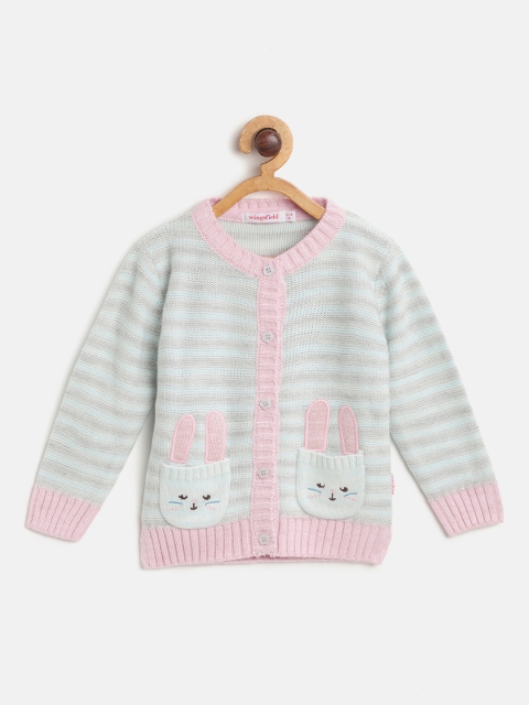 

Wingsfield Girls Blue & Grey Striped Cardigan