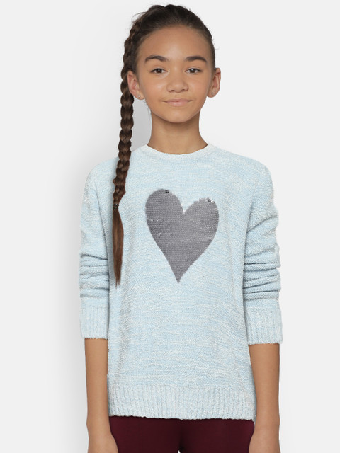 

Wingsfield Girls Blue Sequinned Fuzzy Sweater