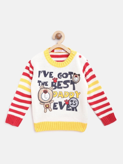 

Wingsfield Boys Off-White & Red Printed Sweater