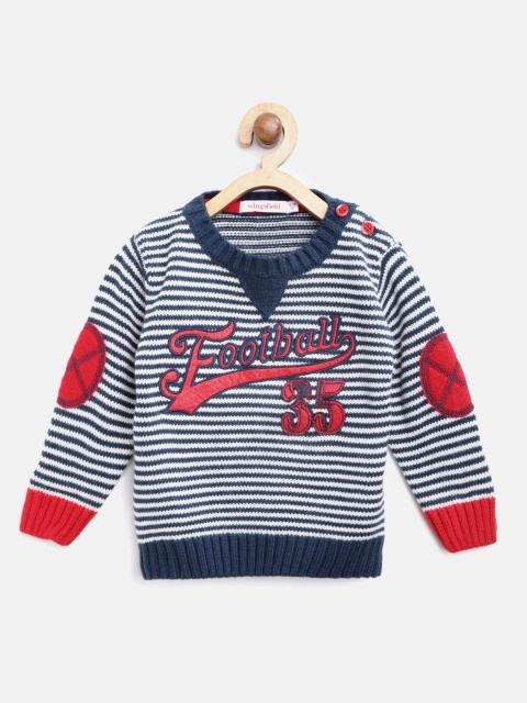 

Wingsfield Boys Navy Blue & White Striped Sweater