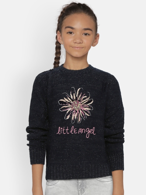 

Wingsfield Girls Navy Blue Printed Sweater