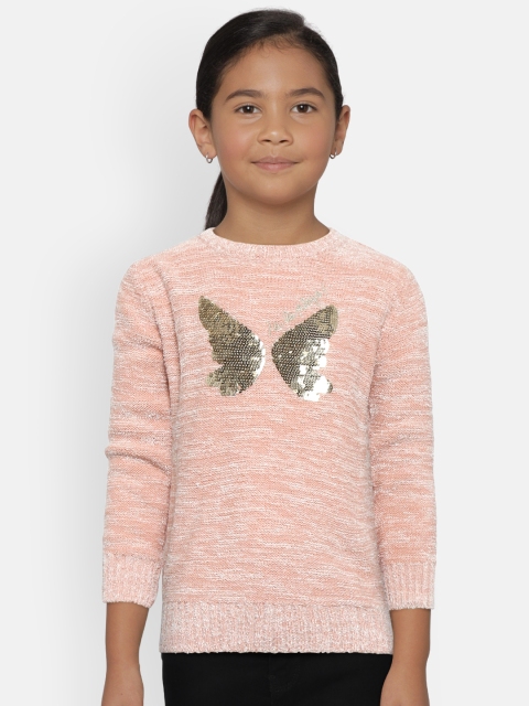 

Wingsfield Girls Pink & White Sequinned Detail Sweater