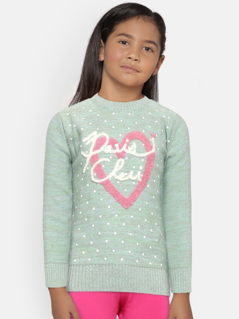 

Wingsfield Girls Sea Green & White Printed Sweater