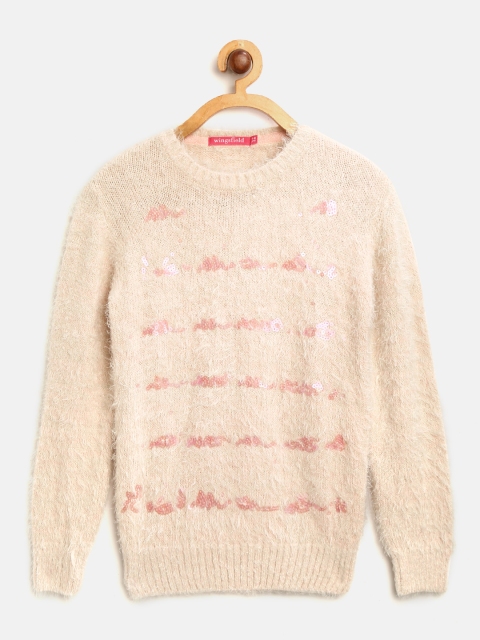 

Wingsfield Girls Pink Fuzzy Sweater with Sequinned Detail