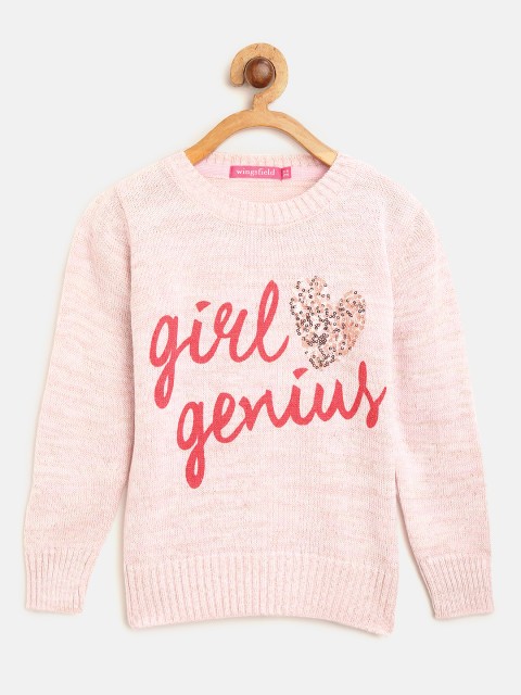 

Wingsfield Girls Pink Printed Sweater