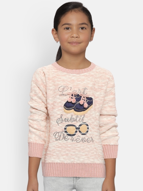 

Wingsfield Girls Pink & Off-White Applique Detail Sweater