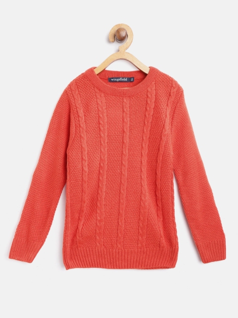 

Wingsfield Boys Rust Orange Cable Knitted Pullover