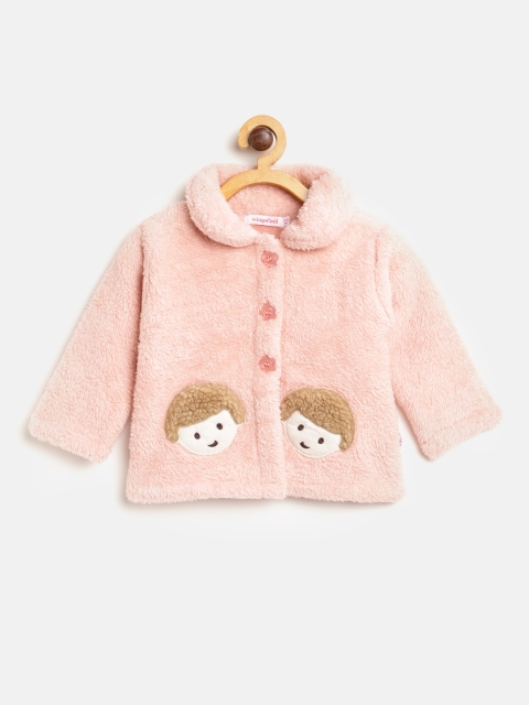 

Wingsfield Boys Pink Faux Fur Open Front Jacket with Applique Detail
