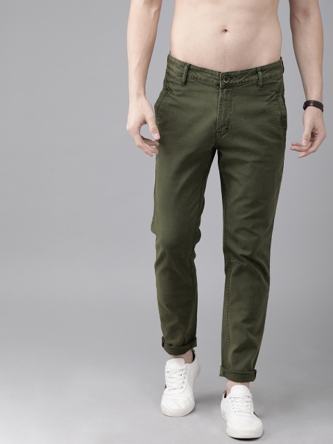 

Roadster Men Olive Green Regular Fit Solid Regular Trousers