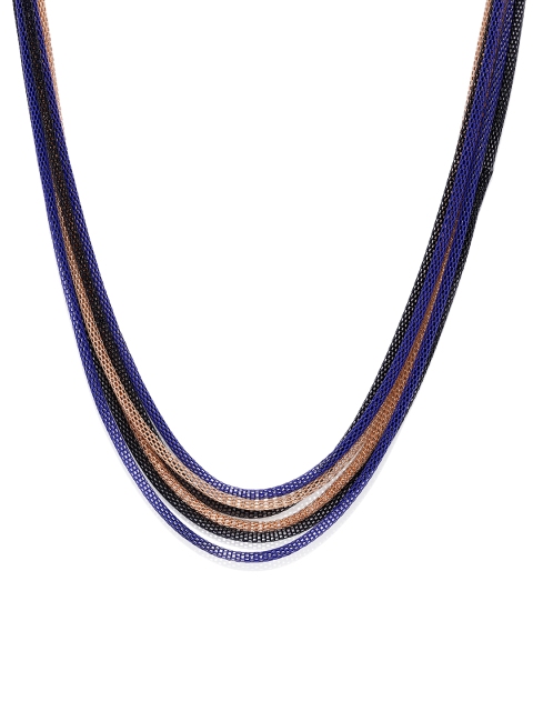 

Golden Peacock Blue Three Layered Necklace