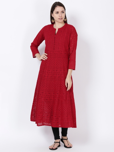 

Soch Women Maroon Printed A-Line Kurta