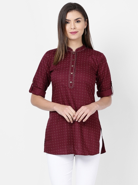 

Soch Women Maroon Cotton Printed Tunic