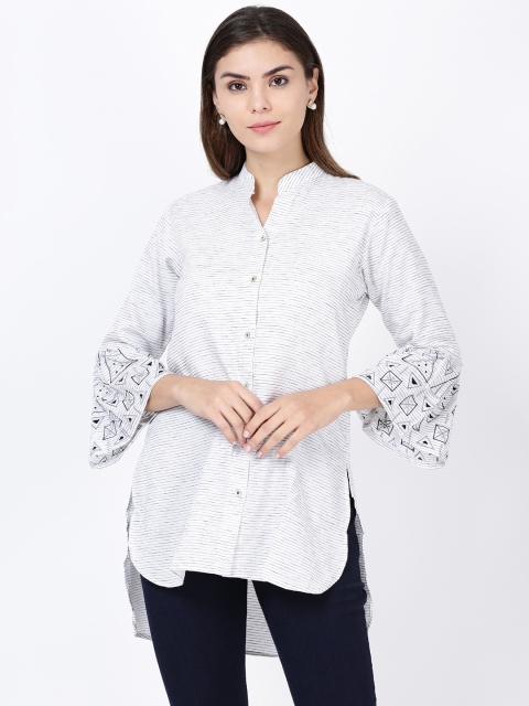 

Soch Women White & Black Striped Tunic