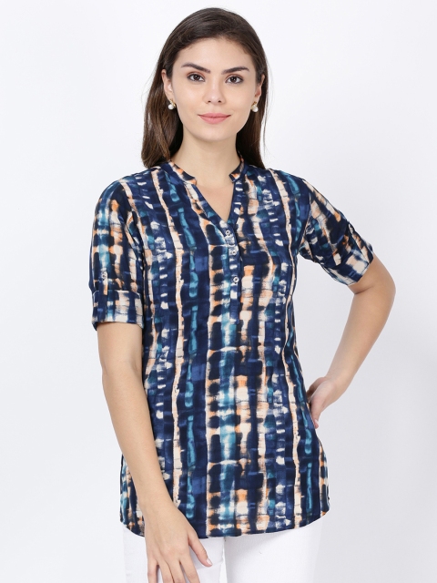 

Soch Women Blue & Orange Printed Top