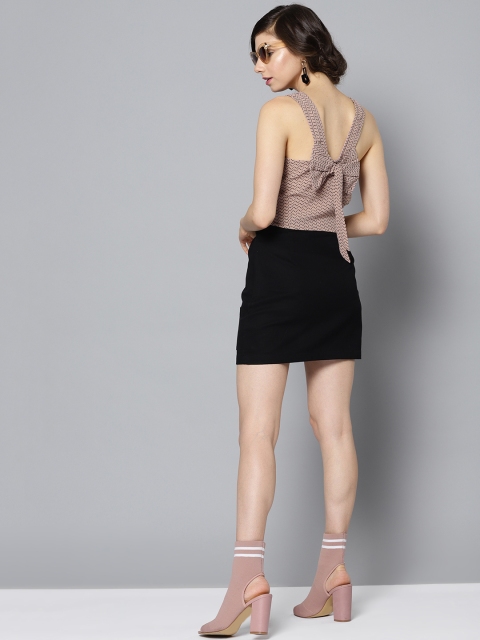 

STREET 9 Women Pink & Black Printed Styled Back Crop Top