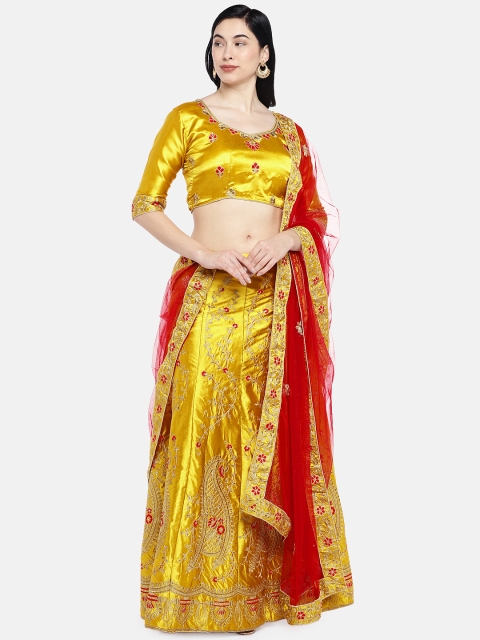 

Mitera Yellow Semi-Stitched Lehenga & Blouse with Dupatta